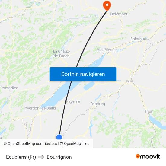 Ecublens (Fr) to Bourrignon map