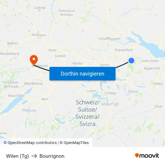 Wilen (Tg) to Bourrignon map