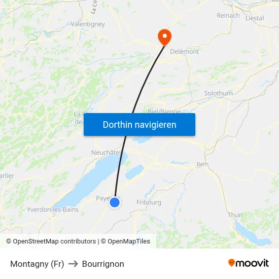 Montagny (Fr) to Bourrignon map