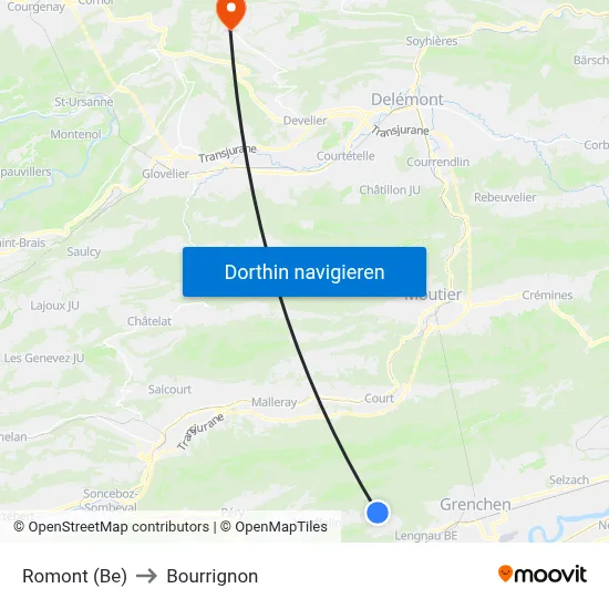 Romont (Be) to Bourrignon map