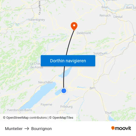 Muntelier to Bourrignon map