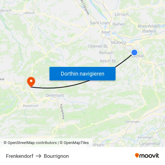 Frenkendorf to Bourrignon map