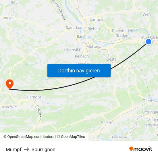 Mumpf to Bourrignon map