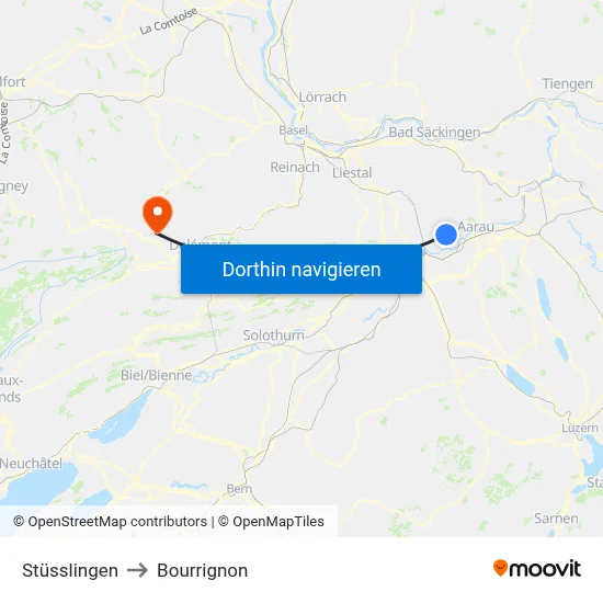 Stüsslingen to Bourrignon map
