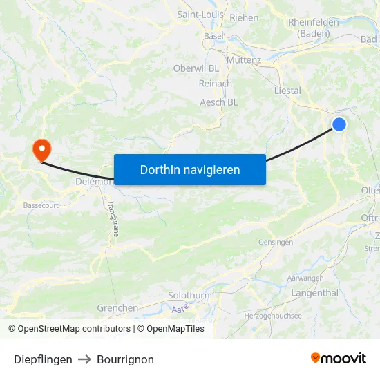 Diepflingen to Bourrignon map