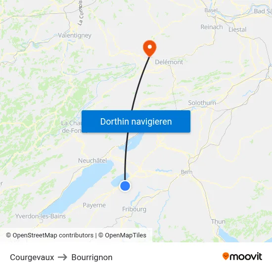 Courgevaux to Bourrignon map