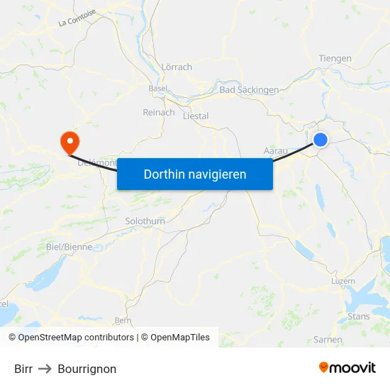 Birr to Bourrignon map