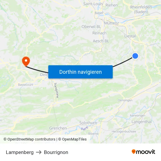 Lampenberg to Bourrignon map