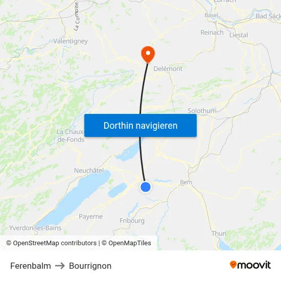 Ferenbalm to Bourrignon map