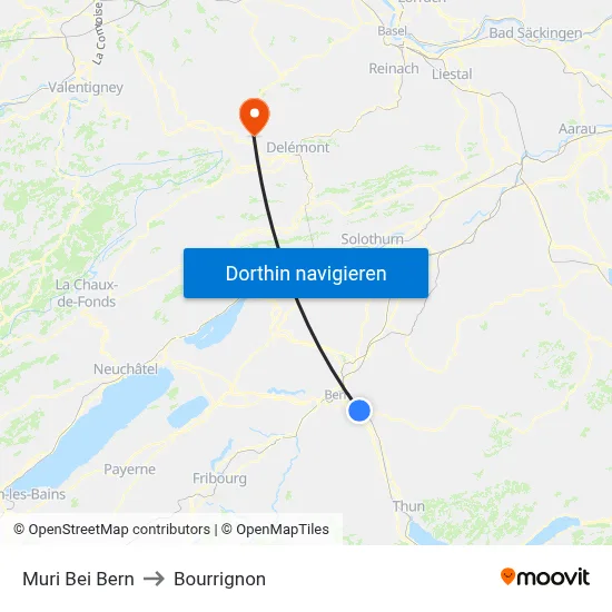 Muri Bei Bern to Bourrignon map