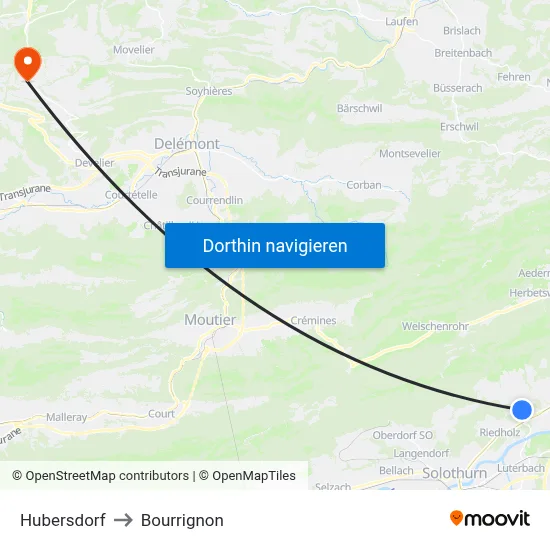 Hubersdorf to Bourrignon map
