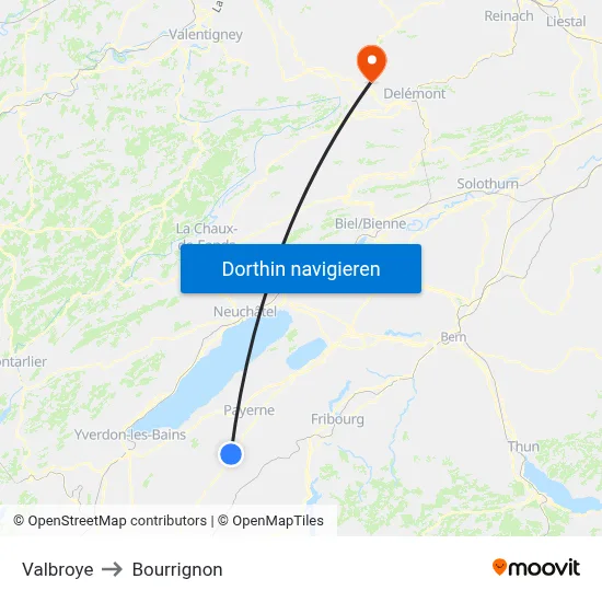 Valbroye to Bourrignon map