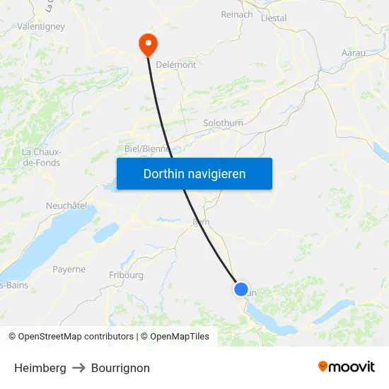 Heimberg to Bourrignon map