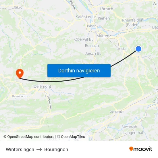 Wintersingen to Bourrignon map