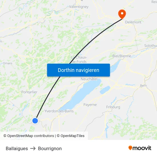Ballaigues to Bourrignon map