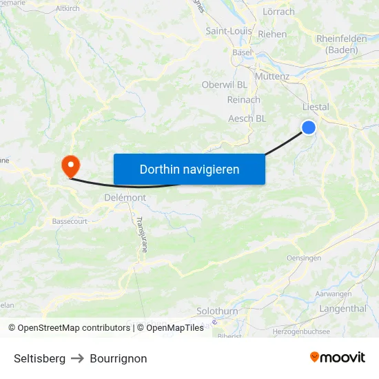 Seltisberg to Bourrignon map