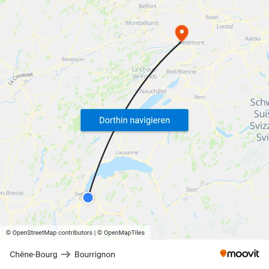 Chêne-Bourg to Bourrignon map