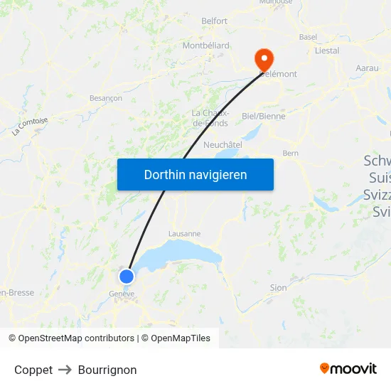 Coppet to Bourrignon map