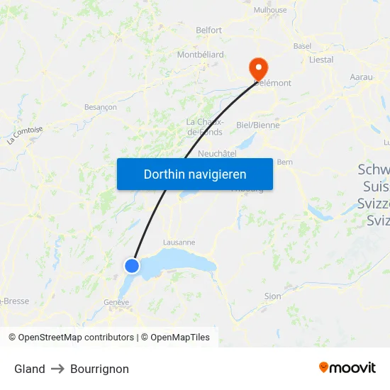 Gland to Bourrignon map