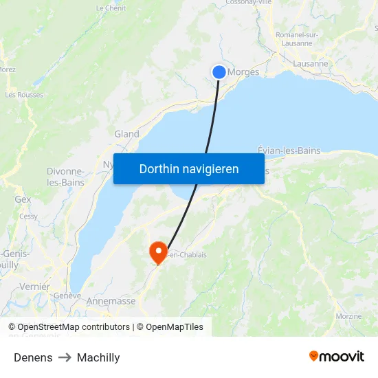 Denens to Machilly map