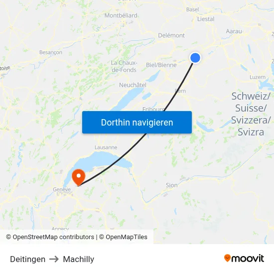 Deitingen to Machilly map