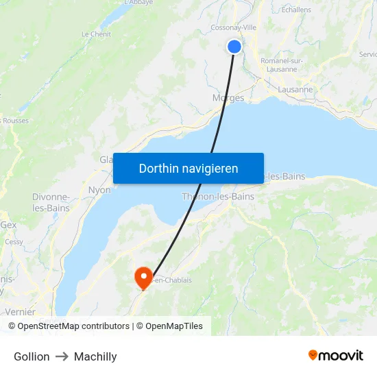 Gollion to Machilly map