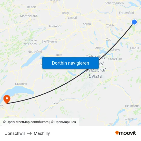 Jonschwil to Machilly map