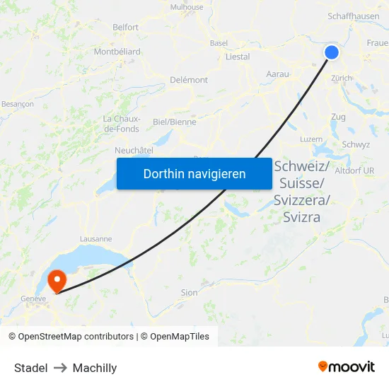 Stadel to Machilly map