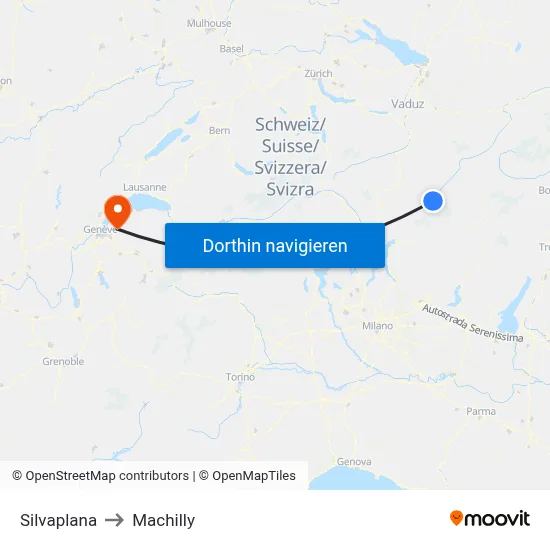 Silvaplana to Machilly map