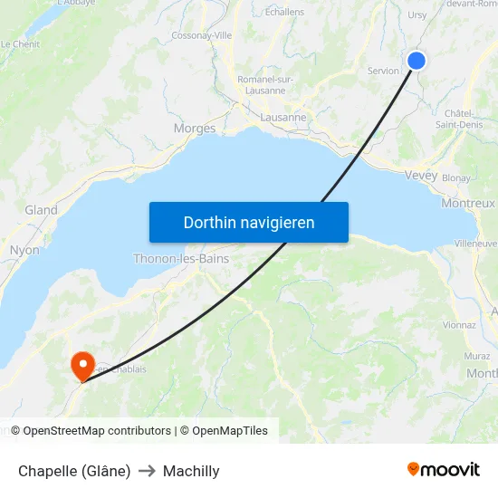 Chapelle (Glâne) to Machilly map