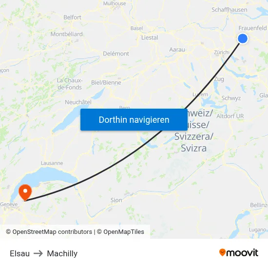 Elsau to Machilly map