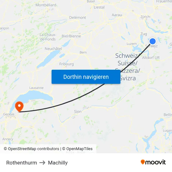 Rothenthurm to Machilly map