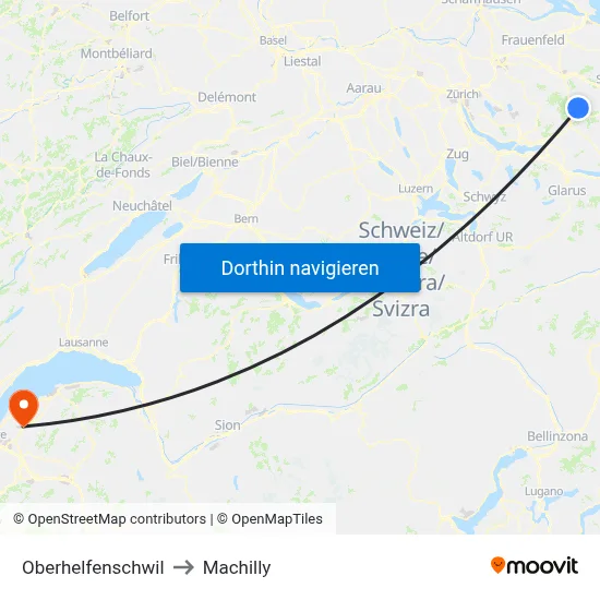 Oberhelfenschwil to Machilly map