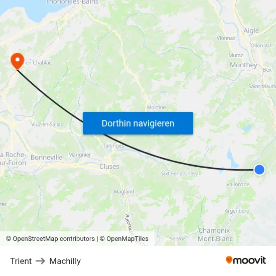 Trient to Machilly map