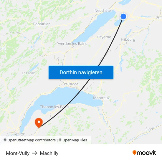 Mont-Vully to Machilly map