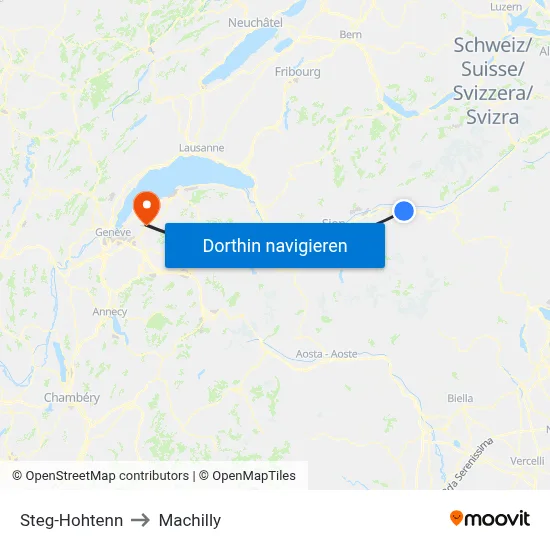 Steg-Hohtenn to Machilly map