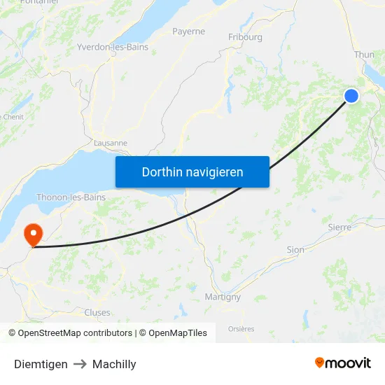 Diemtigen to Machilly map