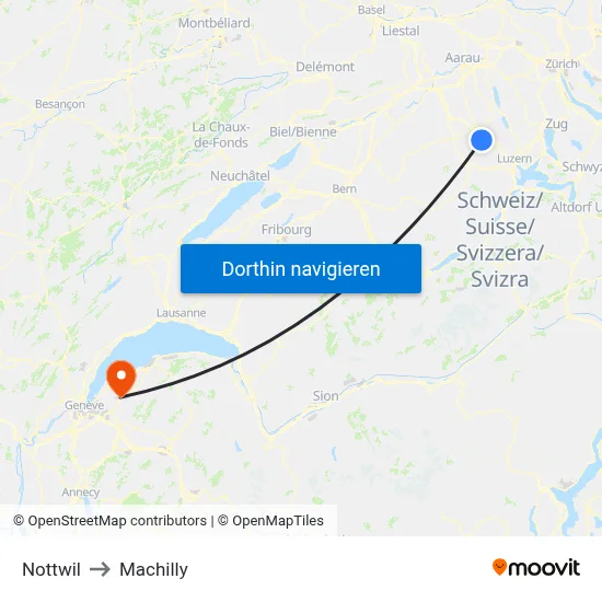Nottwil to Machilly map