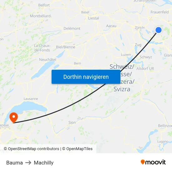 Bauma to Machilly map