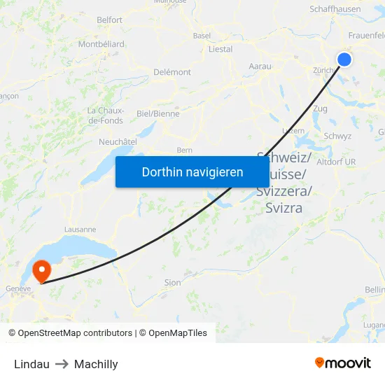 Lindau to Machilly map