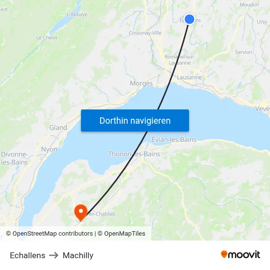 Echallens to Machilly map