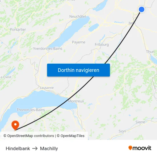 Hindelbank to Machilly map