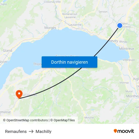Remaufens to Machilly map