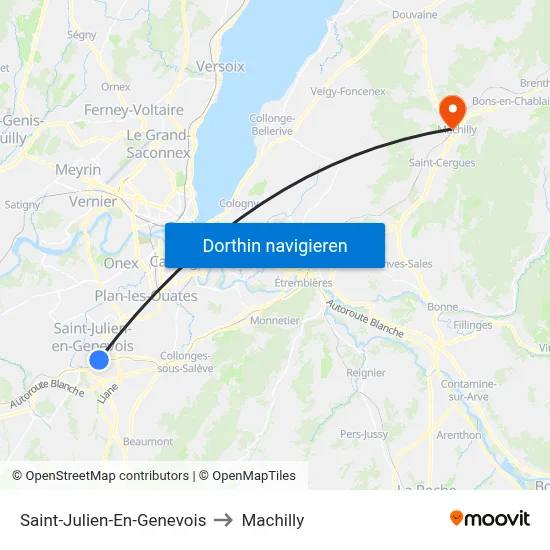 Saint-Julien-En-Genevois to Machilly map