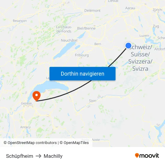 Schüpfheim to Machilly map