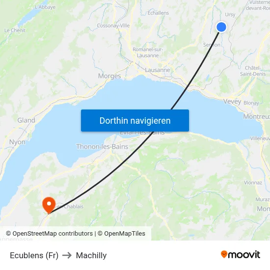 Ecublens (Fr) to Machilly map