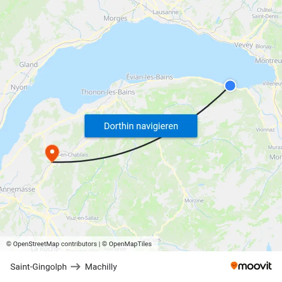 Saint-Gingolph to Machilly map