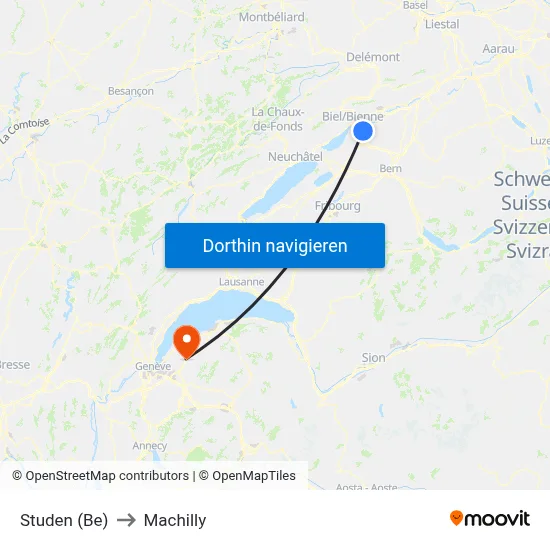 Studen (Be) to Machilly map