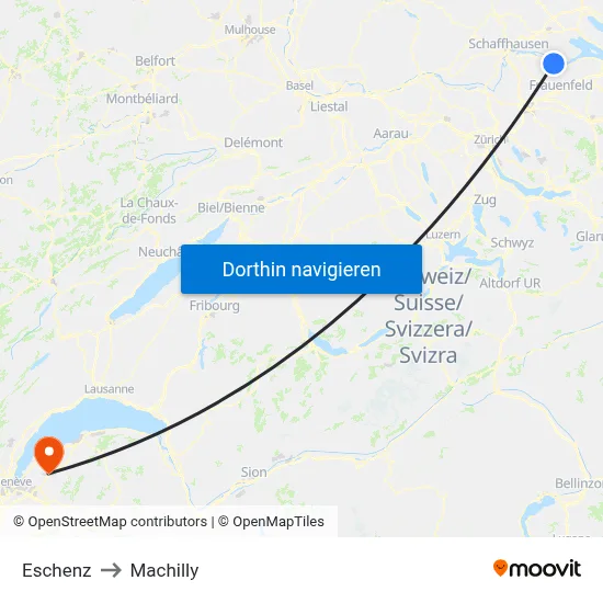 Eschenz to Machilly map
