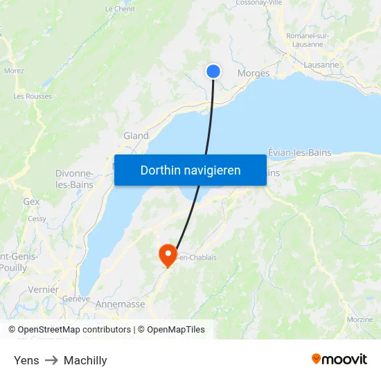 Yens to Machilly map